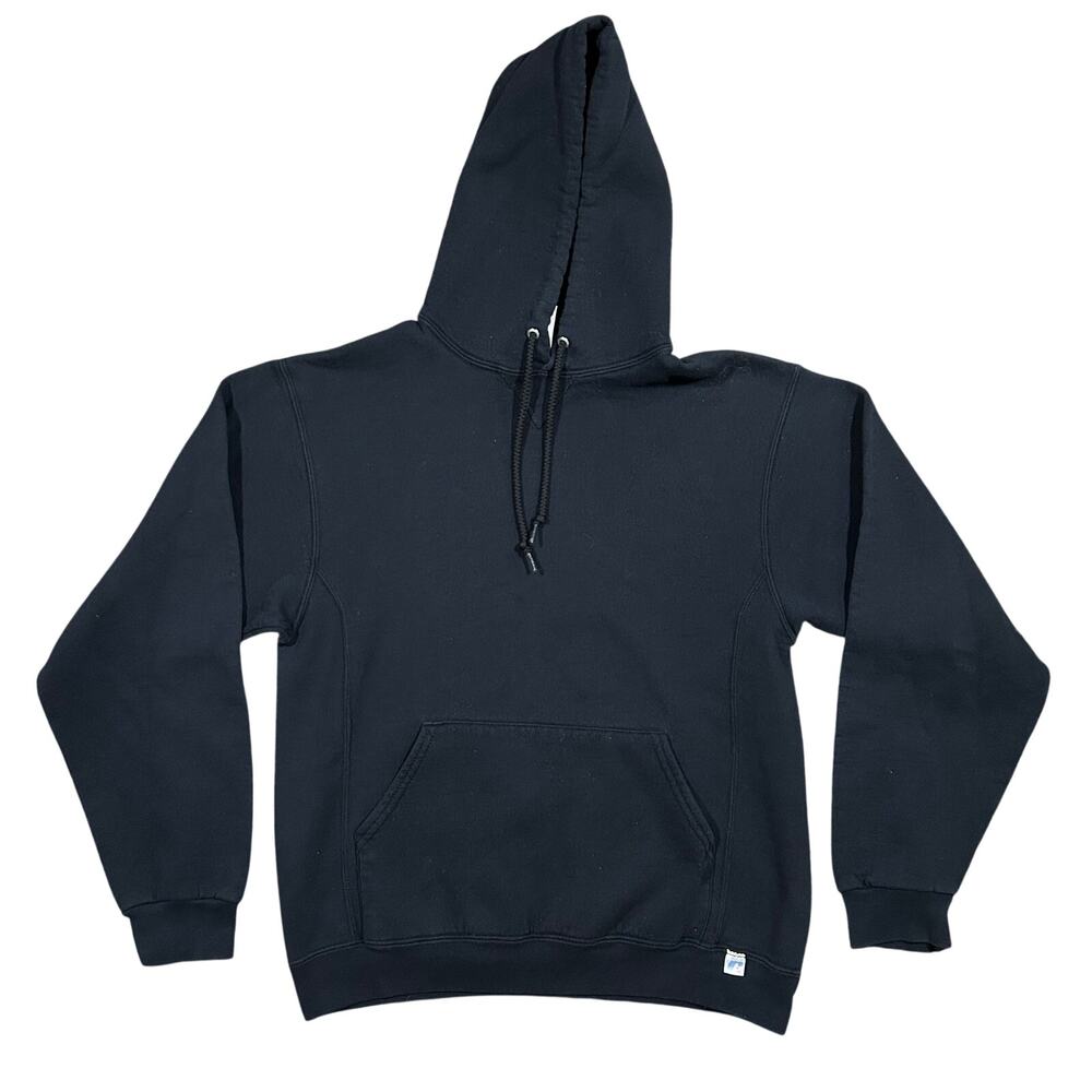 Vintage Y2K Russell Athletic Black Hoodie Men’s Medium Blank Sweatshirt